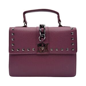 Badgley Mischka Crossbody w/ Big Chain & Studs on the Cover w/ Letter Lock Plum